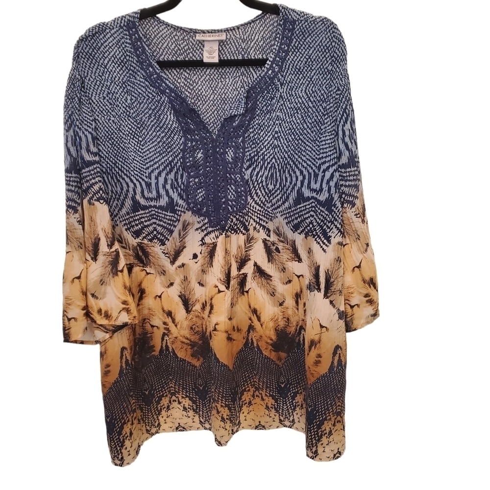 Catherines 2x Mixed Color Mixed Pattern Blouse Top - image 1